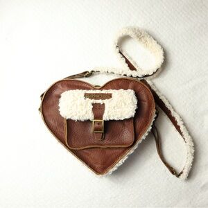 Dr. Martens Leather Heart-Shaped Cashew+Natural Crossbody/Backpack